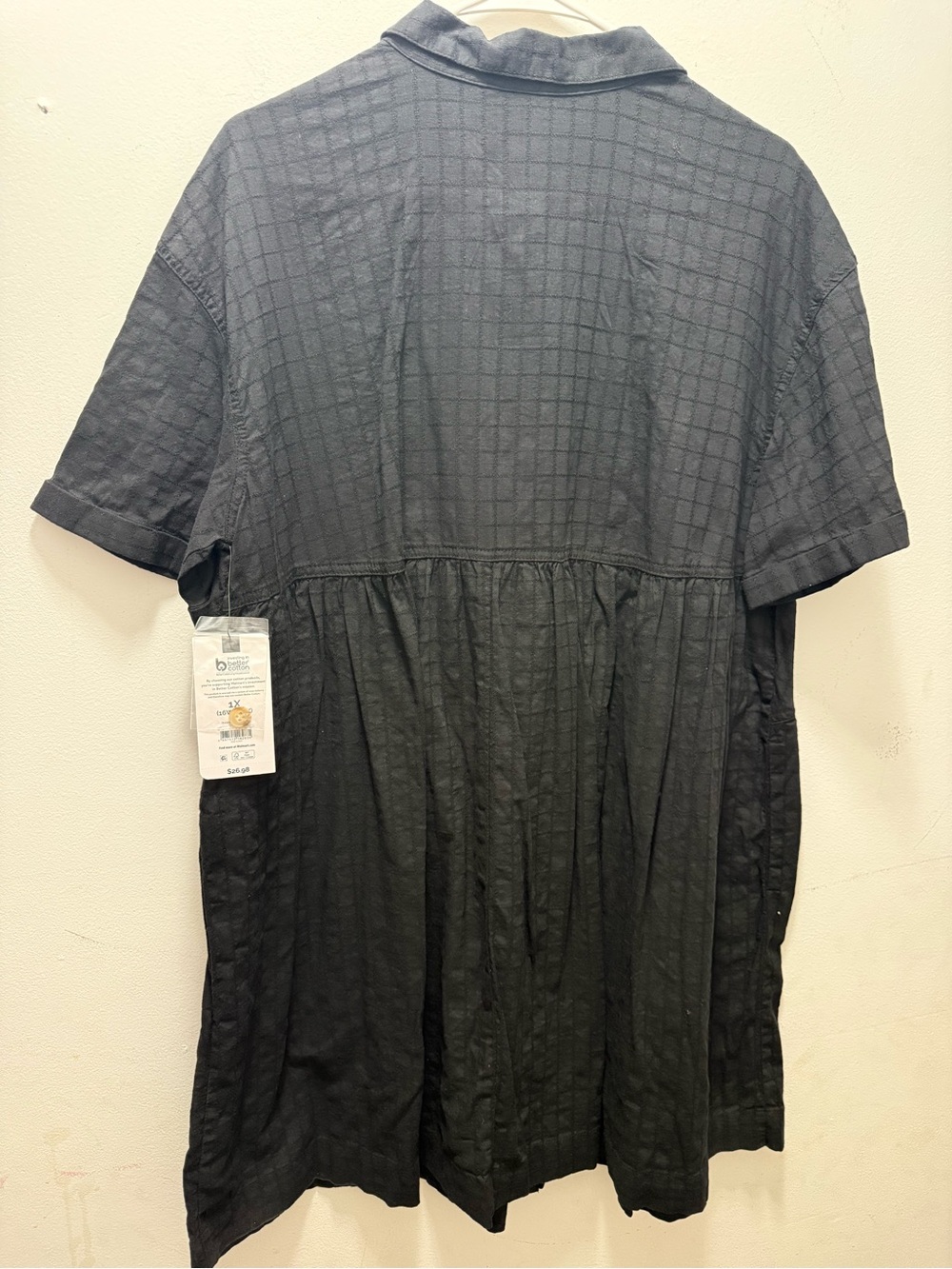 Terra & Sky Black Textured Button-Front Dress - Picture 4 of 4